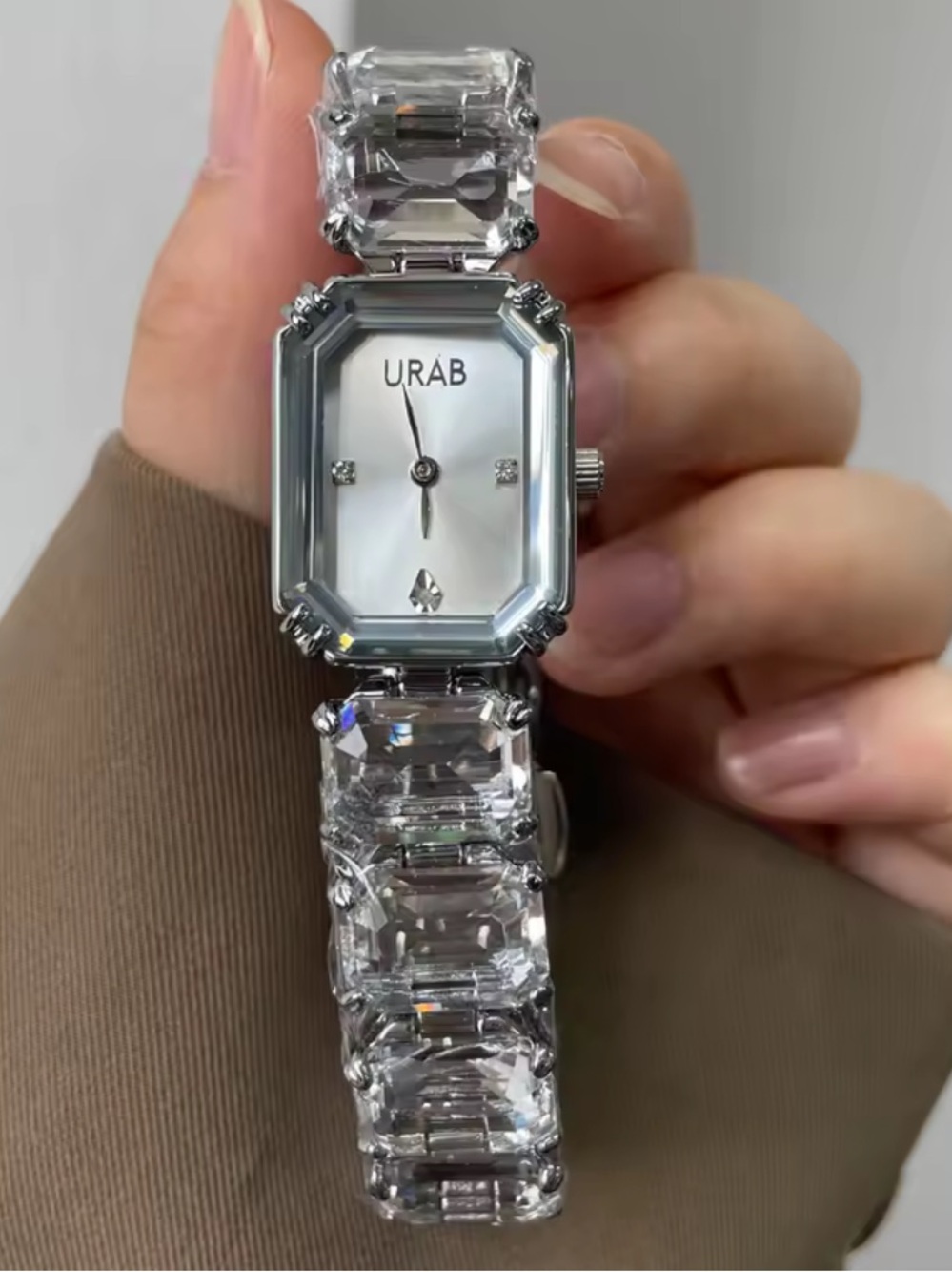 New URAB Silver Crystal Bracelet Watch for Women